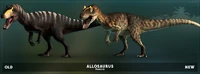 Render comparing old Allosaurus model to current, as seen in the February 2020 Devlog.