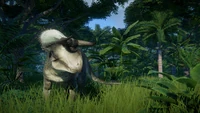 A Nasutoceratops in a Tropical enclosure.