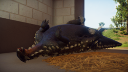 A Scelidosaurus rolling on its back.