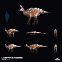 Lambeosaurus Walk Cycle, as seen in the April 2020 Devlog.