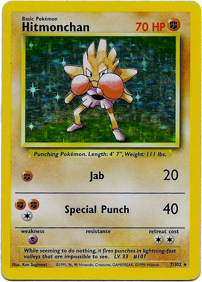 Pokémon Card, Hitmonlee, 1st Edition