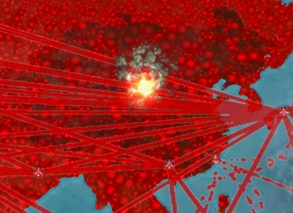 Effects of the nuclear explosion in China, in which a large part of the population dies and the country descends into anarchy