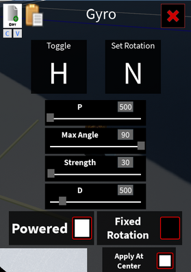 Gyroscope Settings