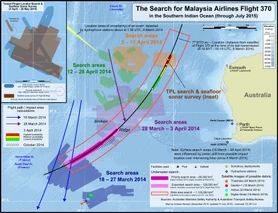 The search zone for Flight 370 in the Southern Indian Ocean