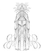 Concept art: The Lady's robes, designed by Max Dunbar