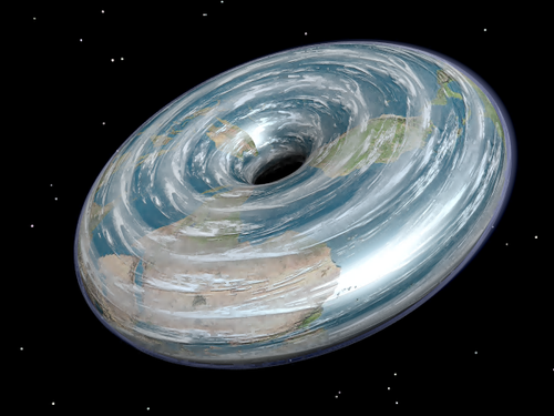 Realistic donut-shaped earth in space on Craiyon