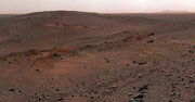Panorama of Gusev crater, where Spirit rover examined volcanic basalts