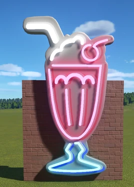 Planet Coaster - Milkshake Sign - Neon