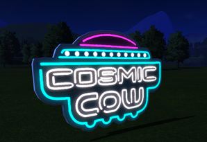 Cosmic Cow Neon at night