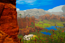 The view over the Central Plateau towards the crashed cruiser there after reaching the Mammals stage.