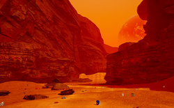 The entrance of the canyon in the southeast leading to the Cracked Spires.