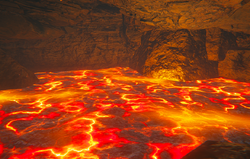 A typical lava pool. - Try to take a swim!