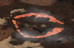 The ring of fire as seen on the map screen. The path is noticable leading fron east to west. Or is it Sauron's eye?