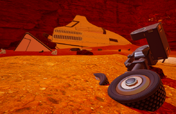 A small scoutship crashed into the clif face.