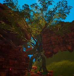 This huge tree enlaged the breach in the south wall of the valley, leading to the Waterfall. This is during the Breathable Atmosphere stage.