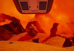 The view out of the landing pod.