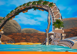 During the Lakes stage a lake is building up around the Warp Gate wreck and flowers are growing atop of it.