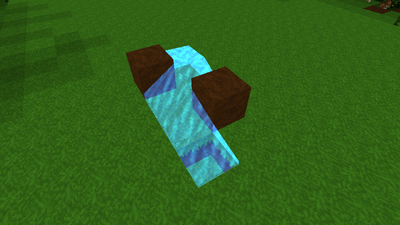 Water turns a corner to reach the drain.