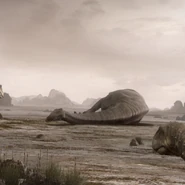 A dying Argentinosaurus being approached by Skorpiovenator.