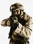 A Chi Con soldier aiming his gun.