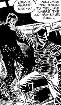 Urko Attacks A Mutant; illustration by Mike McColm