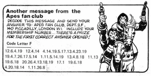 Fan Club message in Marvel's UK Planet of the Apes comic