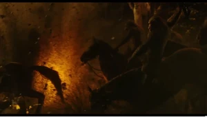 Blue Eyes' horse stumbles