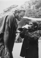 A Child Ape with Charlton Heston on set, 1968.