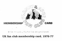 Fan Club membership card (reprinted from 'Simian Scrolls' fanzine, Issue 4)