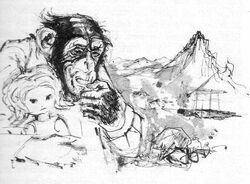 Cornélius makes a discovery about his planet's past; illustration by Jacques Pecnard