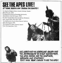 Advertisement for the live shows, printed in the Marvel UK 'Planet of the Apes' comic
