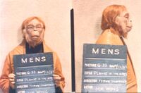 Joe Wong in make-up/costume test for 'Planet of the Apes'