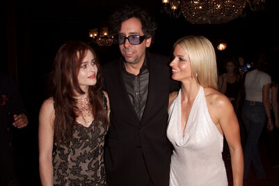 Helena Bonham Carter, Tim Burton and Lisa Marie at the world premiere.