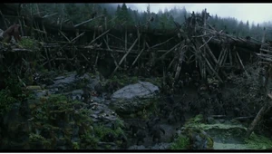 Koba's group returns to the Ape Village.