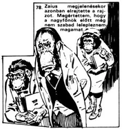 Zaïus dismisses Zira's theories, illustration by Erno Zorad