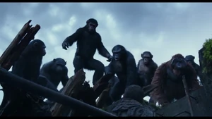 Caesar with his evolved ape followers.