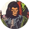 Caesar in Power Records' 'Battle for the Planet of the Apes'; illustration by Arvid Knudsen and Associates