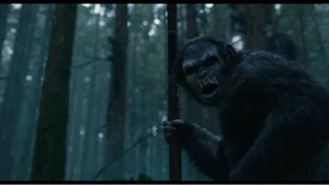 Koba leading the apes in the hunt.