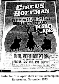 Poster for one of the UK live shows (reprinted from 'Simian Scrolls' fanzine, Issue 4)