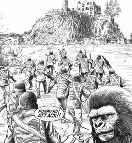 Apes Invade San Francisco; illustration by Neil T. Foster