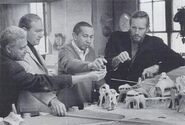 Mort Abrahams, Franklin Schaffner(?), Arthur Jacobs and Charlton Heston