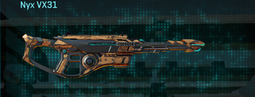 Nyx VX31 with Indar Canyons V1 weapon camouflage applied.