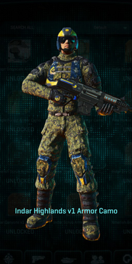 NC Light Assault with Indar Highlands V1 armor camouflage applied.