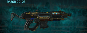 Tazor GD-23 with Indar Highlands V1 weapon camouflage applied.