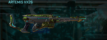 Artemis VX26 with Jungle Forest weapon camouflage applied.