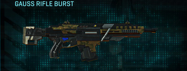 Gauss Rifle Burst with Indar Savanna weapon camouflage applied.