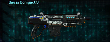 Gauss Compact Burst with Forest Greyscale weapon camouflage applied.