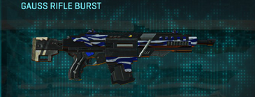 Gauss Rifle Burst with Zebra (NC) weapon camouflage applied.