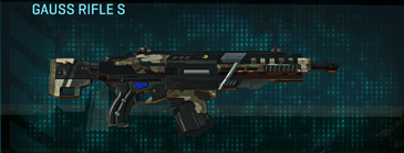 Gauss Rifle S with Woodland weapon camouflage applied.