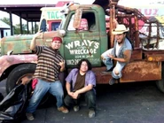 Taking a photo with the truck.